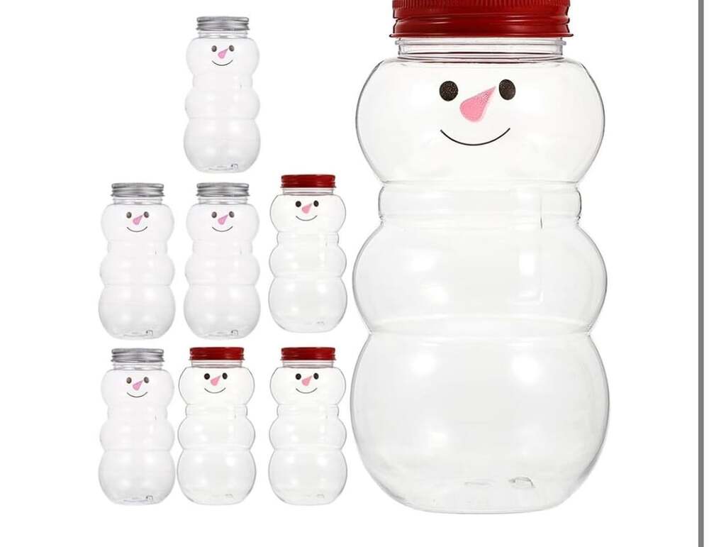 Luxshiny Christmas Snowman Shaped Juice Bottles 8Pcs